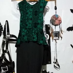 Iris formal green velvet dress corp goth